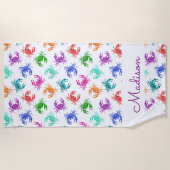 Jouw naam toevoegen | patroon van krabben strandlaken (Voorkant)