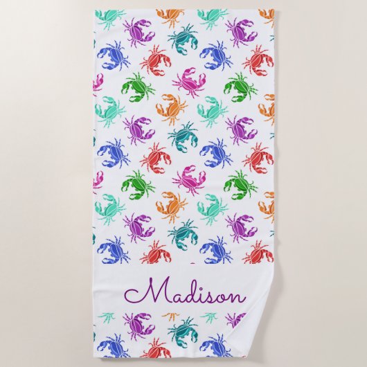 Jouw naam toevoegen | patroon van krabben strandlaken (Voorkant)