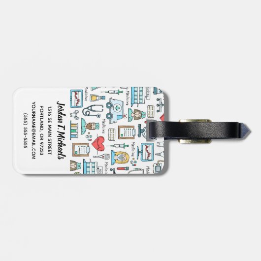 Jouw naam toevoegen | Patroon voor medisch ontwerp Bagagelabel (Achterkant horizontaal)