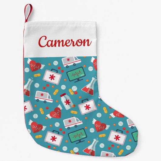Jouw naam toevoegen | Patroon voor medische pictog Kleine Kerstsok (Voorkant)