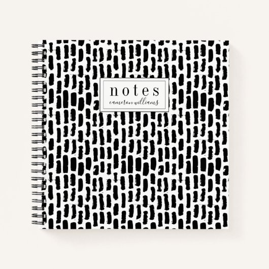 Jouw naam toevoegen | Patroon voor zwarte penseels Notitieboek (Voorkant)
