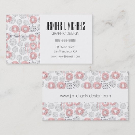 Jouw naam toevoegen | Polka Dot Circle Pattern Visitekaartje (Voorkant / Achterkant)