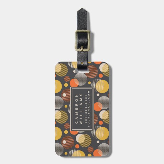 Jouw naam toevoegen | Polka Dot Stripe Pattern Bagagelabel (Voorkant verticaal)