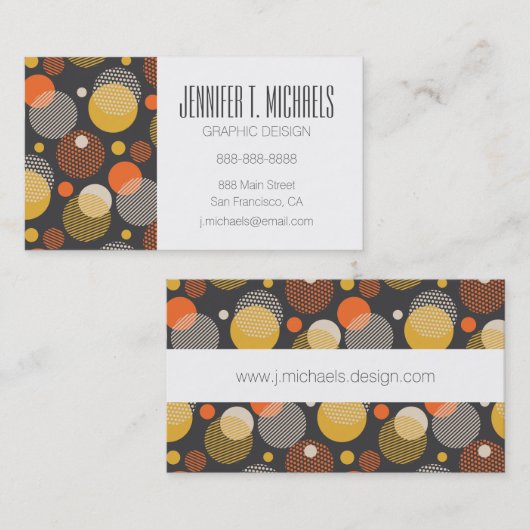 Jouw naam toevoegen | Polka Dot Stripe Pattern Visitekaartje (Voorkant / Achterkant)