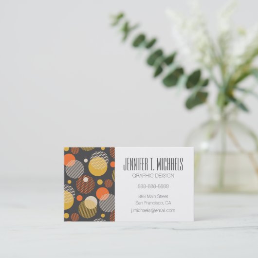 Jouw naam toevoegen | Polka Dot Stripe Pattern Visitekaartje (Staand voorkant)