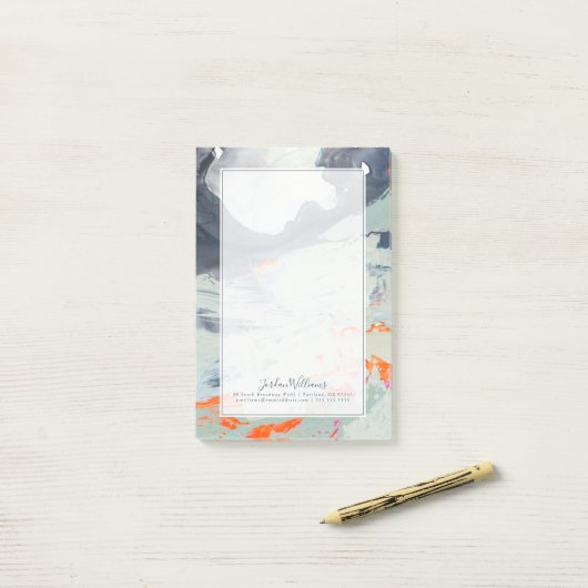 Jouw naam toevoegen | Polyfonisch Zee - Beige Post-it® Notes (Op bureau)