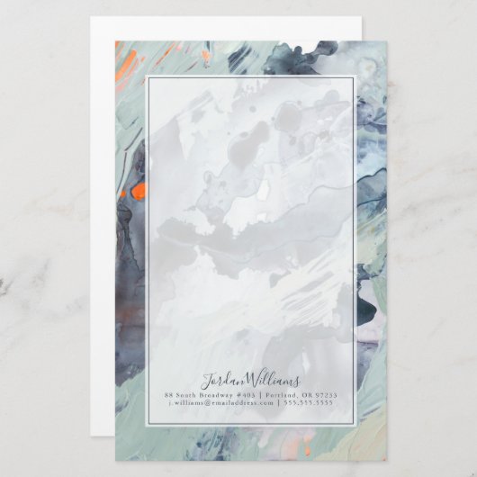 Jouw naam toevoegen | Polyfonisch Zee - blauw Briefpapier (Voorkant / Achterkant)