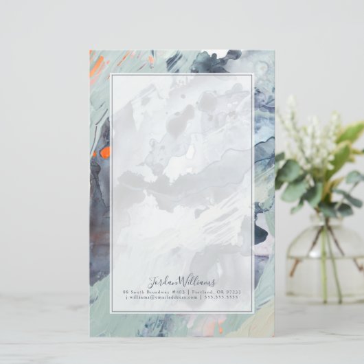 Jouw naam toevoegen | Polyfonisch Zee - blauw Briefpapier (Staand voorkant)