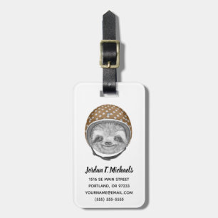 Jouw naam toevoegen Portret van Sloth Helmet Bagagelabel
