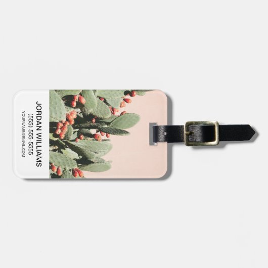 Jouw naam toevoegen | Prickley Pear Cactus Bagagelabel (Voorkant horizontaal)