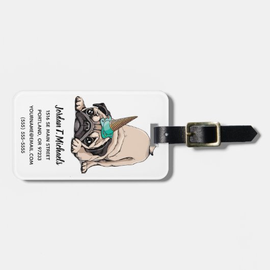 Jouw naam toevoegen | Puppy Pugs | Aspiring Unicor Bagagelabel (Voorkant horizontaal)