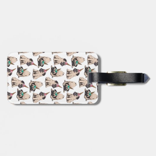 Jouw naam toevoegen | Puppy Pugs | Aspiring Unicor Bagagelabel (Achterkant horizontaal)