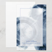 Jouw naam toevoegen | Quasars - Inky Blue Circles Briefpapier (Voorkant / Achterkant)