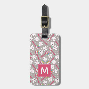 Jouw naam toevoegen Rainbow Teeth Pattern Bagagelabel