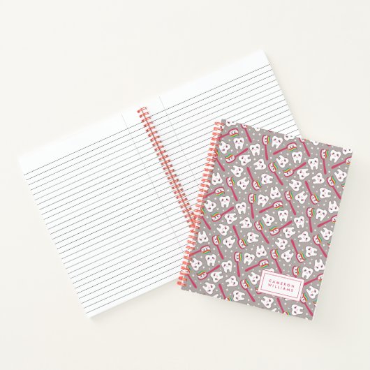 Jouw naam toevoegen | Rainbow Teeth Pattern Notitieboek (Binnen)
