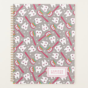 Jouw naam toevoegen Rainbow Teeth Pattern Planner