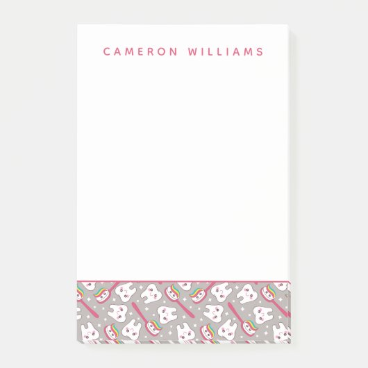 Jouw naam toevoegen | Rainbow Teeth Pattern Post-it® Notes (Voorkant)