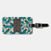 Jouw naam toevoegen | Retro  60-patroon Bagagelabel (Voorkant horizontaal)