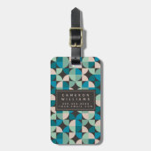 Jouw naam toevoegen | Retro  60-patroon Bagagelabel (Voorkant verticaal)