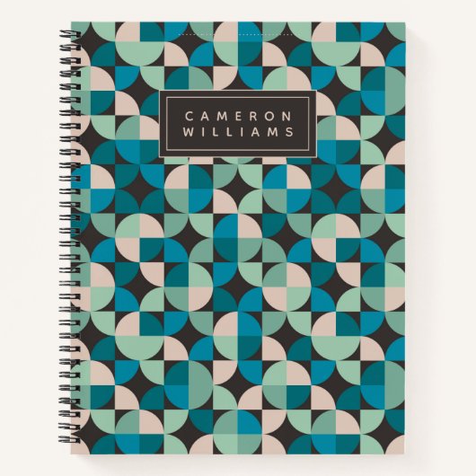 Jouw naam toevoegen | Retro  60-patroon Notitieboek (Voorkant)