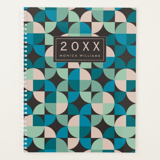 Jouw naam toevoegen | Retro 60-patroon Planner (Voorkant)