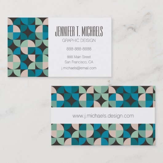 Jouw naam toevoegen | Retro  60-patroon Visitekaartje (Voorkant / Achterkant)