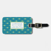 Jouw naam toevoegen | Retro Atomic Age Star Patter Bagagelabel (Voorkant horizontaal)