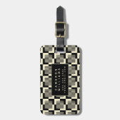 Jouw naam toevoegen | Retro Black en Tan Pattern Bagagelabel (Voorkant verticaal)