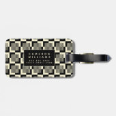 Jouw naam toevoegen | Retro Black en Tan Pattern Bagagelabel (Achterkant horizontaal)