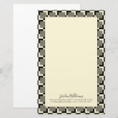 Jouw naam toevoegen | Retro Black en Tan Pattern Briefpapier (Voorkant / Achterkant)