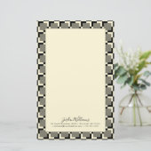 Jouw naam toevoegen | Retro Black en Tan Pattern Briefpapier (Staand voorkant)