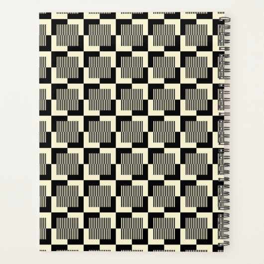 Jouw naam toevoegen | Retro Black en Tan Pattern Planner (Achterkant)