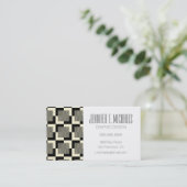 Jouw naam toevoegen | Retro Black en Tan Pattern Visitekaartje (Staand voorkant)