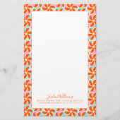 Jouw naam toevoegen | Retro Oranje Wedge Patroon Briefpapier (Voorkant)