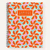Jouw naam toevoegen | Retro Oranje Wedge Patroon Notitieboek (Voorkant)
