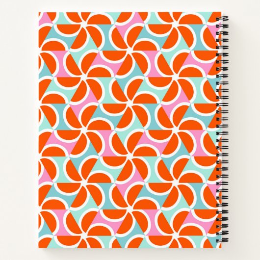 Jouw naam toevoegen | Retro Oranje Wedge Patroon Notitieboek (Achterkant)