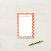 Jouw naam toevoegen | Retro Oranje Wedge Patroon Post-it® Notes (Op bureau)