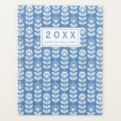 Jouw naam toevoegen | Retro Scandinavian Blue Patt Planner (Voorkant)