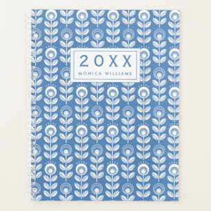 Jouw naam toevoegen Retro Scandinavian Blue Patt Planner