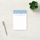 Jouw naam toevoegen | Retro Scandinavian Blue Patt Post-it® Notes (Kantoor)