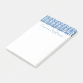 Jouw naam toevoegen | Retro Scandinavian Blue Patt Post-it® Notes (Schuin)