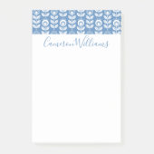 Jouw naam toevoegen | Retro Scandinavian Blue Patt Post-it® Notes (Voorkant)