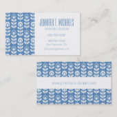 Jouw naam toevoegen | Retro Scandinavian Blue Patt Visitekaartje (Voorkant / Achterkant)