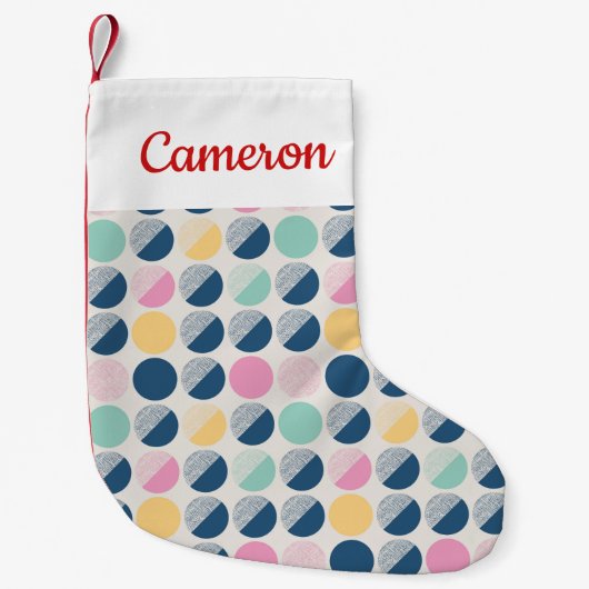 Jouw naam toevoegen | Retro Semi-Circle Patroon Kleine Kerstsok (Voorkant)