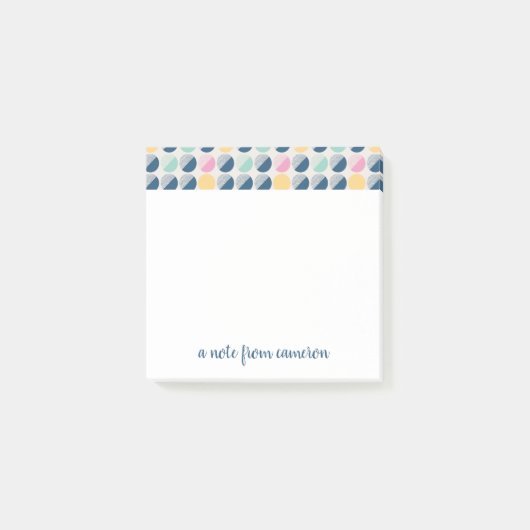 Jouw naam toevoegen | Retro Semi-Circle Patroon Post-it® Notes (Voorkant)