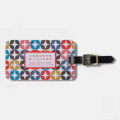 Jouw naam toevoegen | Retro  Star-patroon Bagagelabel (Voorkant horizontaal)