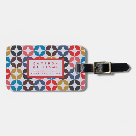 Jouw naam toevoegen | Retro  Star-patroon Bagagelabel (Voorkant horizontaal)