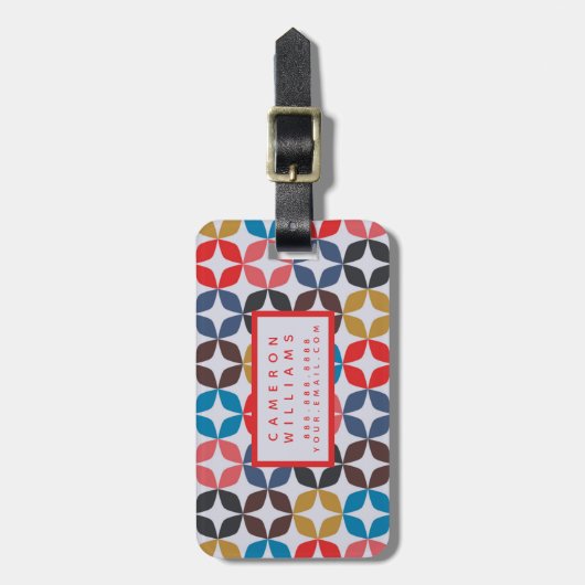 Jouw naam toevoegen | Retro  Star-patroon Bagagelabel (Voorkant verticaal)