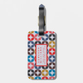 Jouw naam toevoegen | Retro  Star-patroon Bagagelabel (Achterkant verticaal)