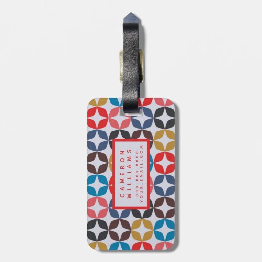 Jouw naam toevoegen | Retro  Star-patroon Bagagelabel (Achterkant verticaal)